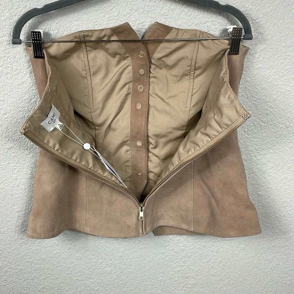 NWT Cami NYC Zamora Suede Leather Corset Vest Incense Tan Sz 8